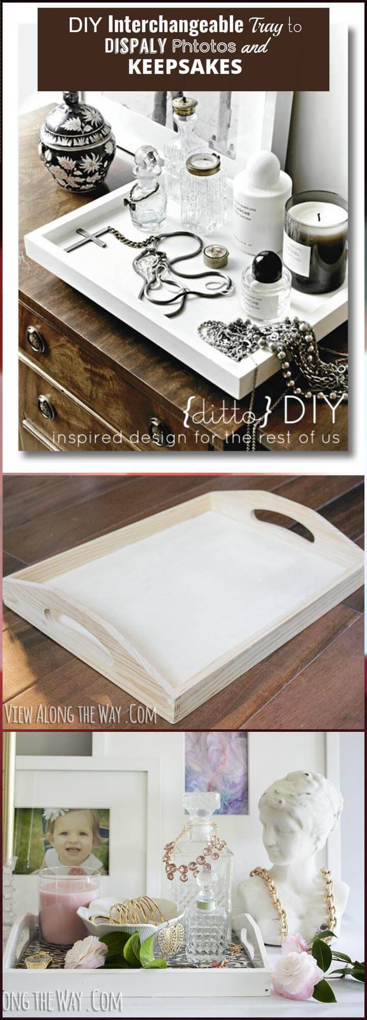 DIY interchangeable try to display photos and keepsakes